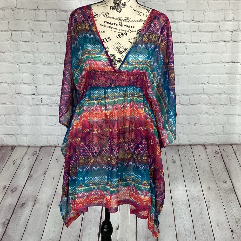 733. Jessica Simpson Colorful Boho Swim Cover-Up EUC Size Large